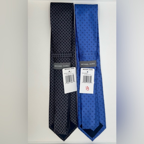 NWT - Michael Kors  Men’s Silk Patterned Bundle Blue Black Necktie - Picture 4 of 10